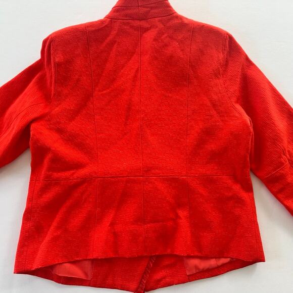 Marie Oliver Open Front Moto Tweed Jacket Brilliant Red Orange Size Medium - Picture 6 of 7